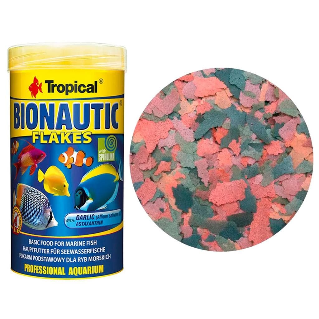 Racao Bionautic Flakes 20g Tropical para Peixes Marinho, corais, peixe palhaço, donzela, reef