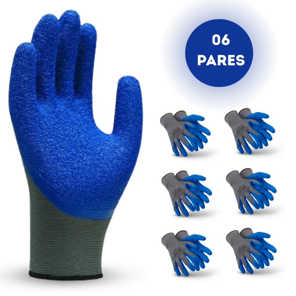 Luvas Latex Corrugado Antiderrapante Resistente Tamanho Universal Reutilizavel