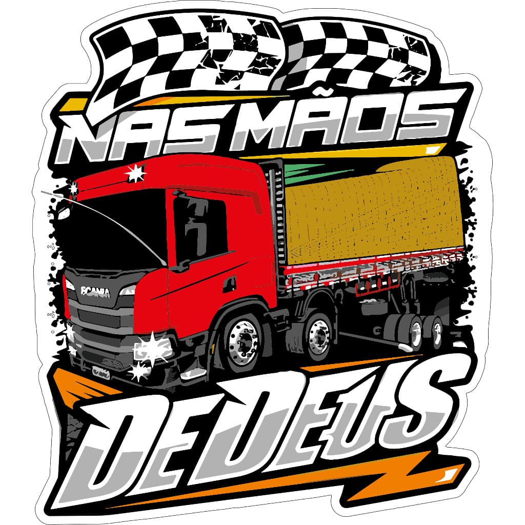 Adesivo Para Caminhão, NAS MÃOS DE DEUS / Carro, Moto, Caminhão, Capacete, Bike