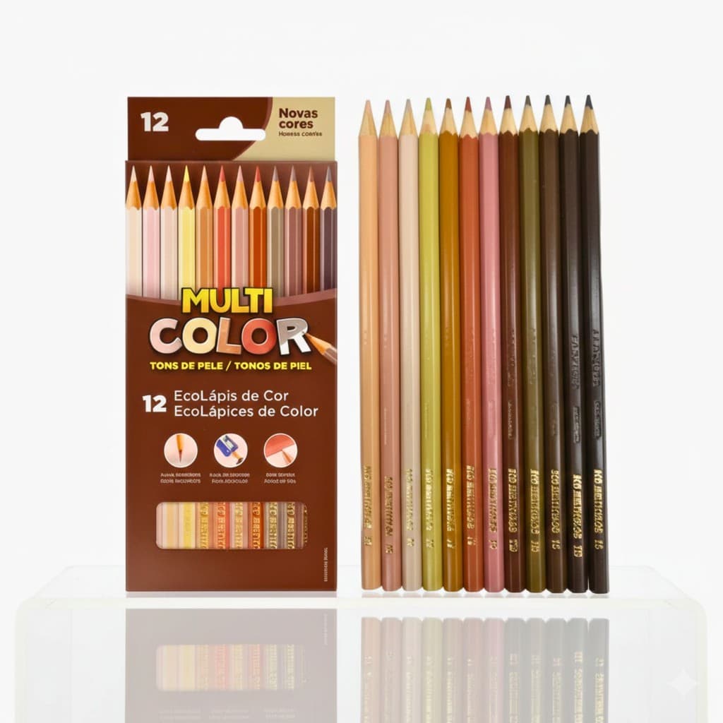 LAPIS DE COR TONS DE PELE 12 CORES MULTICOLOR SEXTAVADO