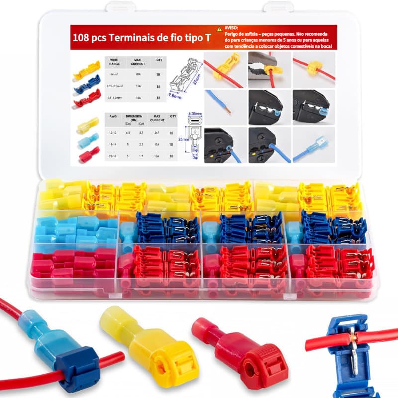 Terminal De Crimpagem Tipo T 120/240PCS,Clip De Conexão De Fio Rápido Conector Elétrico Isolado Sem Descasca,Plug-in