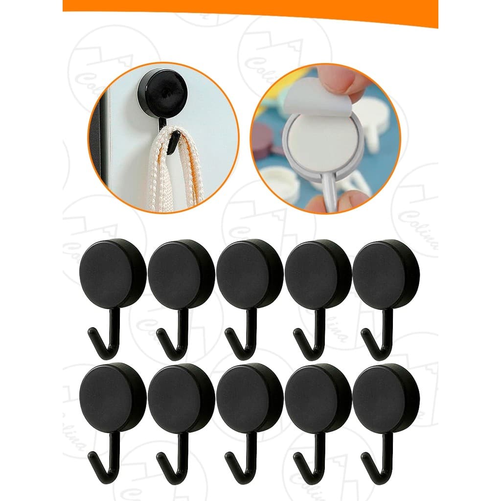 Kit Até 10 Und Gancho De Parede Multiuso Organizador Adesivo Redondo Cozinha Banheiro Sala