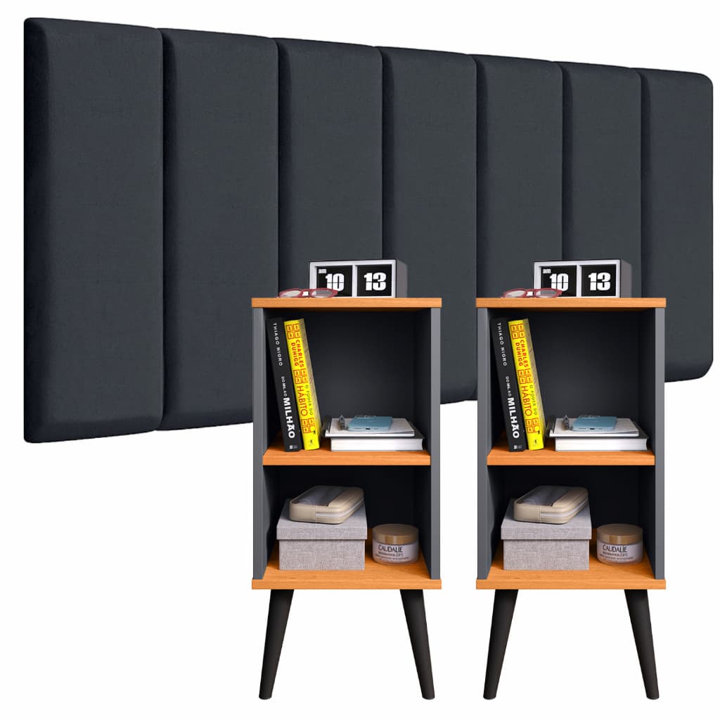 Conjunto QUARTO Mesa de Cabeceira CHARME E Módulos Autocolante Cabeceira BOX Modulada Estofada 0,90 / 1.40 / 1,60 / 1,95