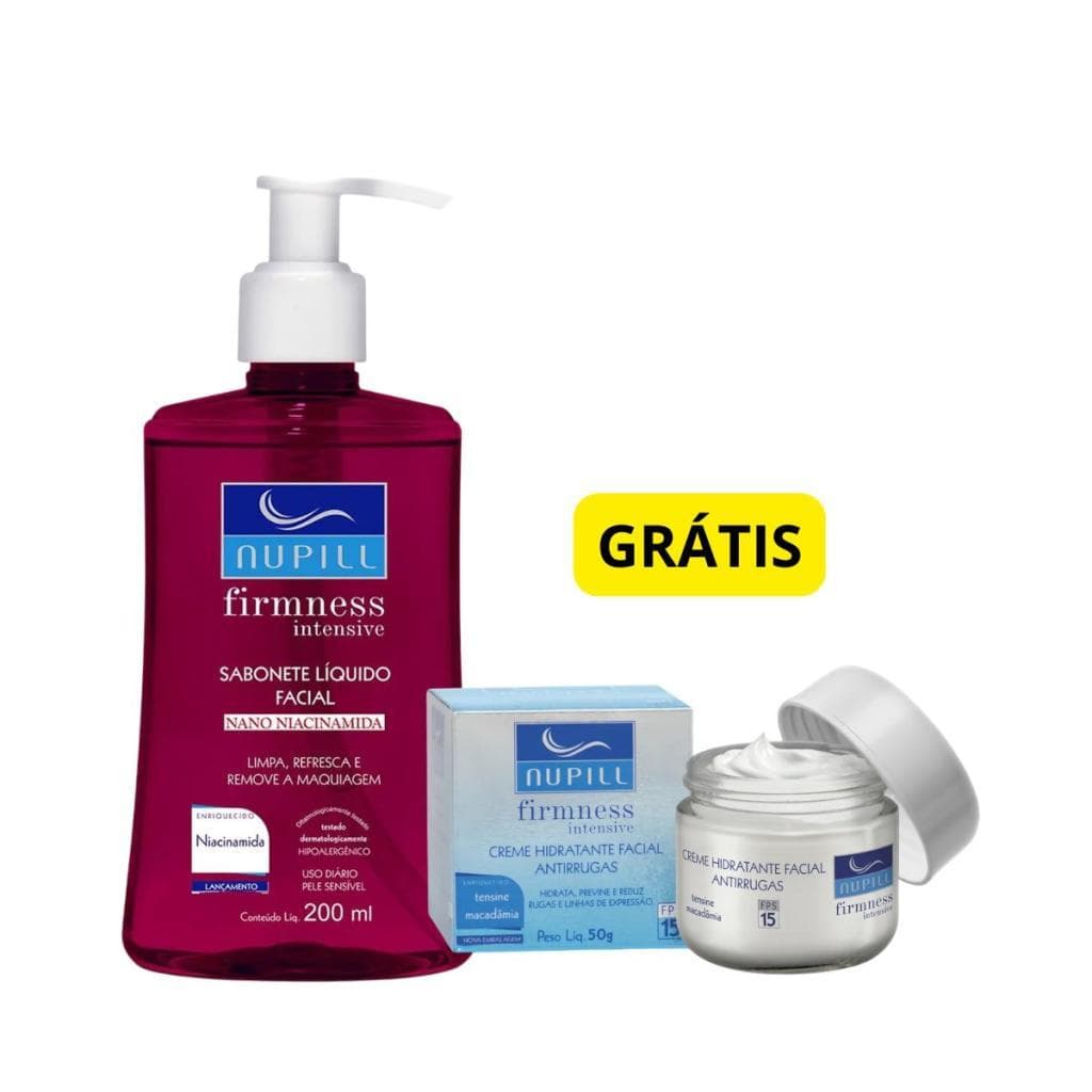 Kit Nupill Sabonete Facial Niacinamida 200ml + Creme Facial Antirrugas FPS15 50g