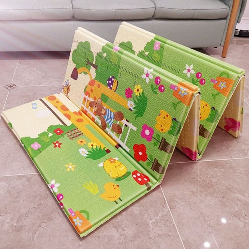 Tapete de atividades dupla face para bebês, 180x200 - brinquedo educativo + tapete de descanso