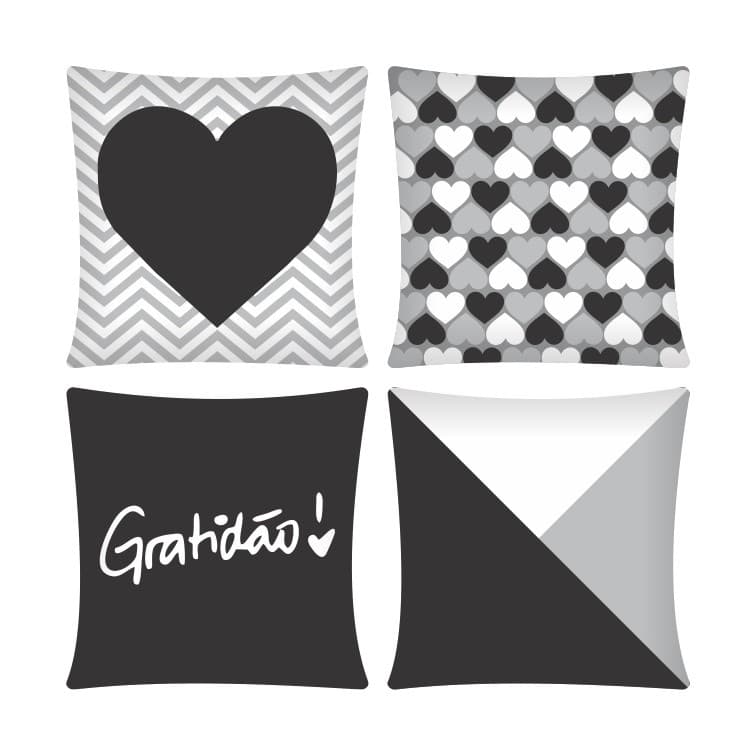 Kit 04 Capas De Almofada 43cm x 43cm Decorativa Estampa De Luxo Black