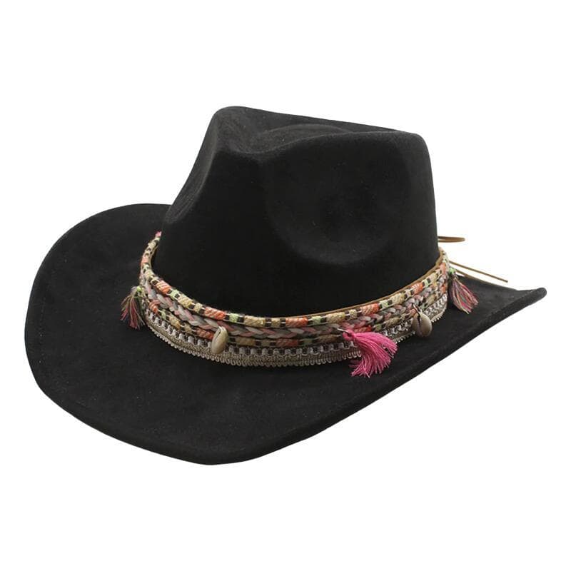 Chapéus Fedora de Lã com Aba Larga 2025, com Aba Entrançada Étnica, Chapéu Jazz Panamá Boêmio Formal, Chapéu de Cowboy p