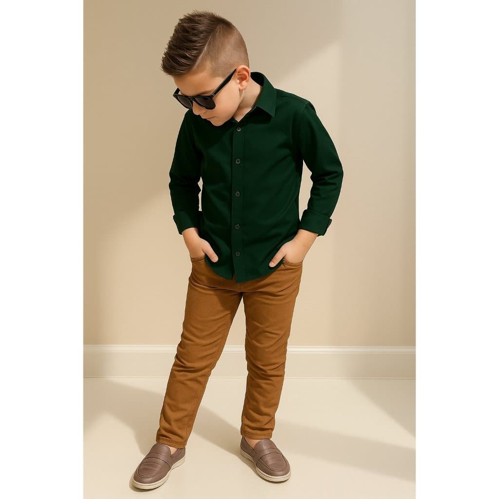 Camisa Social Infantil Masculina De Botão Algodão Misto Tamanhos 2 A 14 Anos