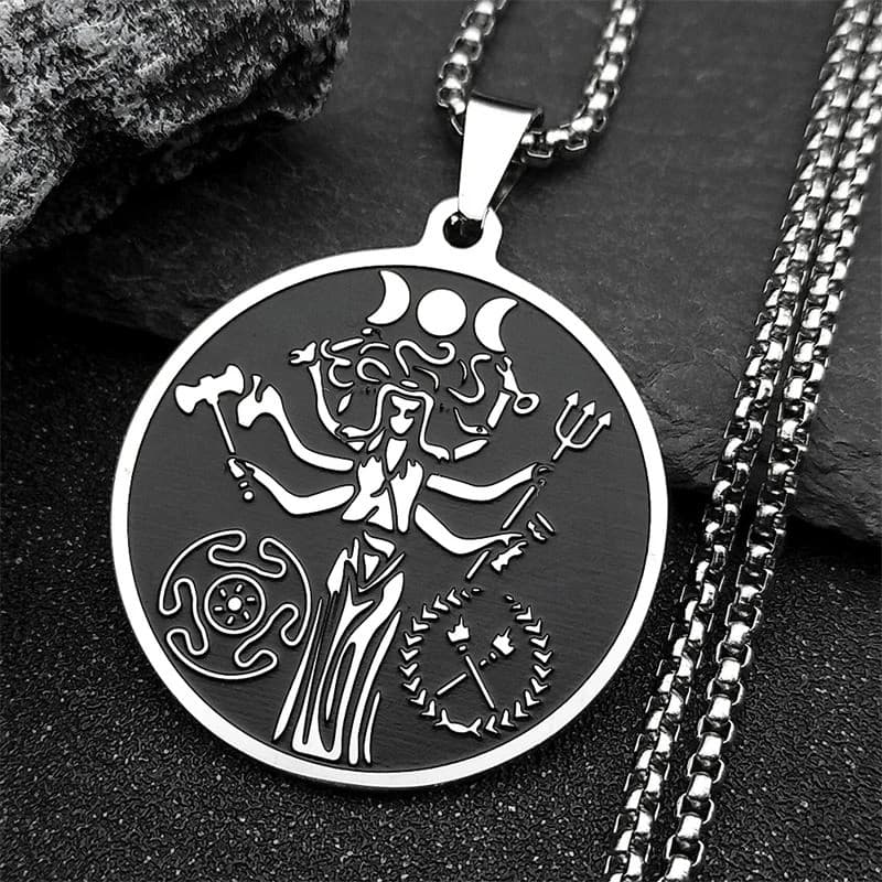 Colar de Deusa Tripla Hécate para Mulheres e Homens, Colar de Corrente de Aço Inoxidável da Mitologia Grega, Joias Colli