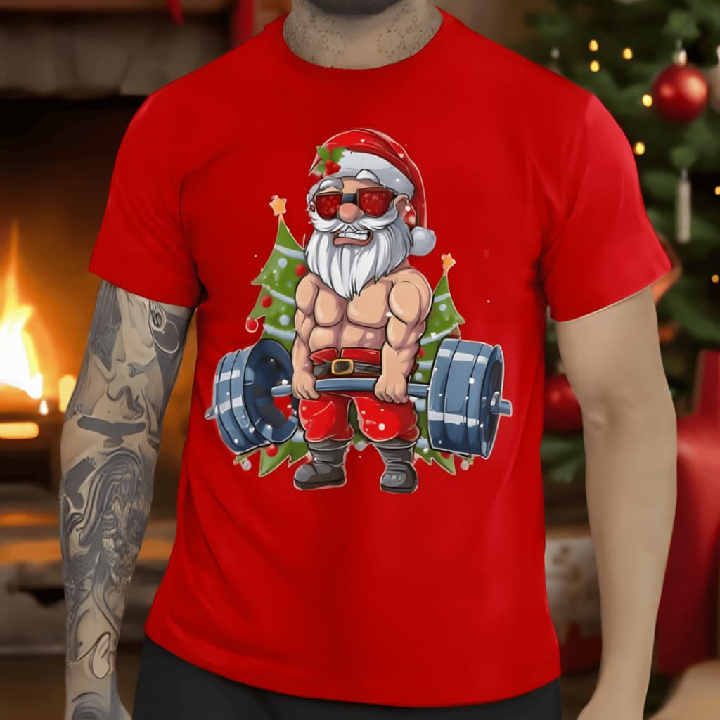 Camiseta Unissex Papai Noel Maromba Blusa Estampas Natalina Feliz Natal