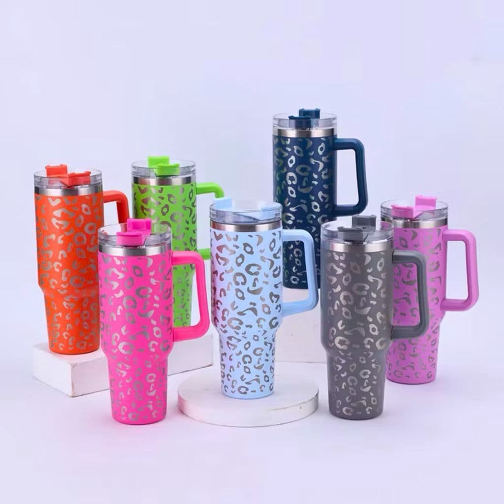 Novo! Garrafa Térmica estampa Onça Animal Print 1200ml Aço Inox Tampa Canudo metal