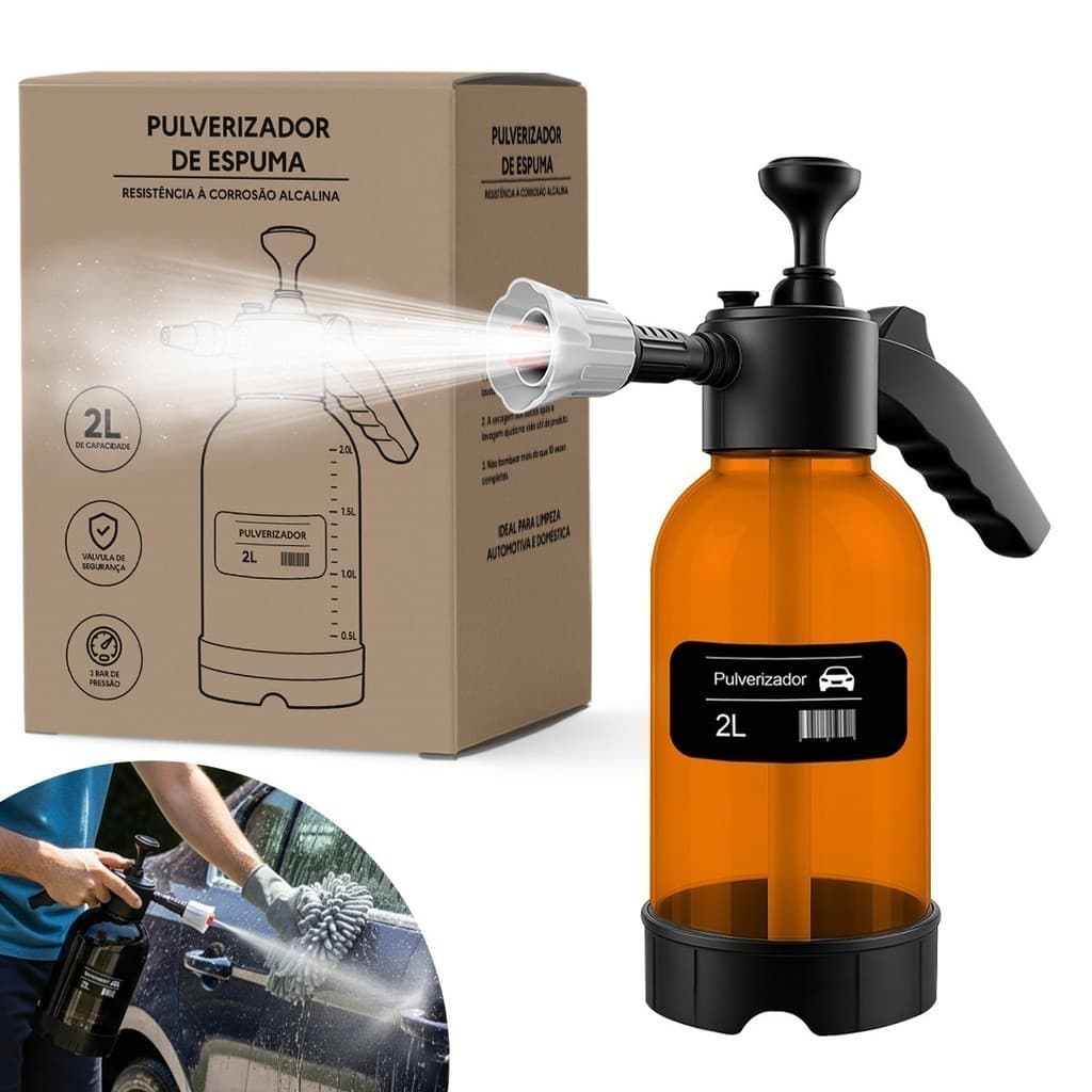Borrifador Pulverizador Snow Foam Lavadora Espuma Manual 2 Litros
