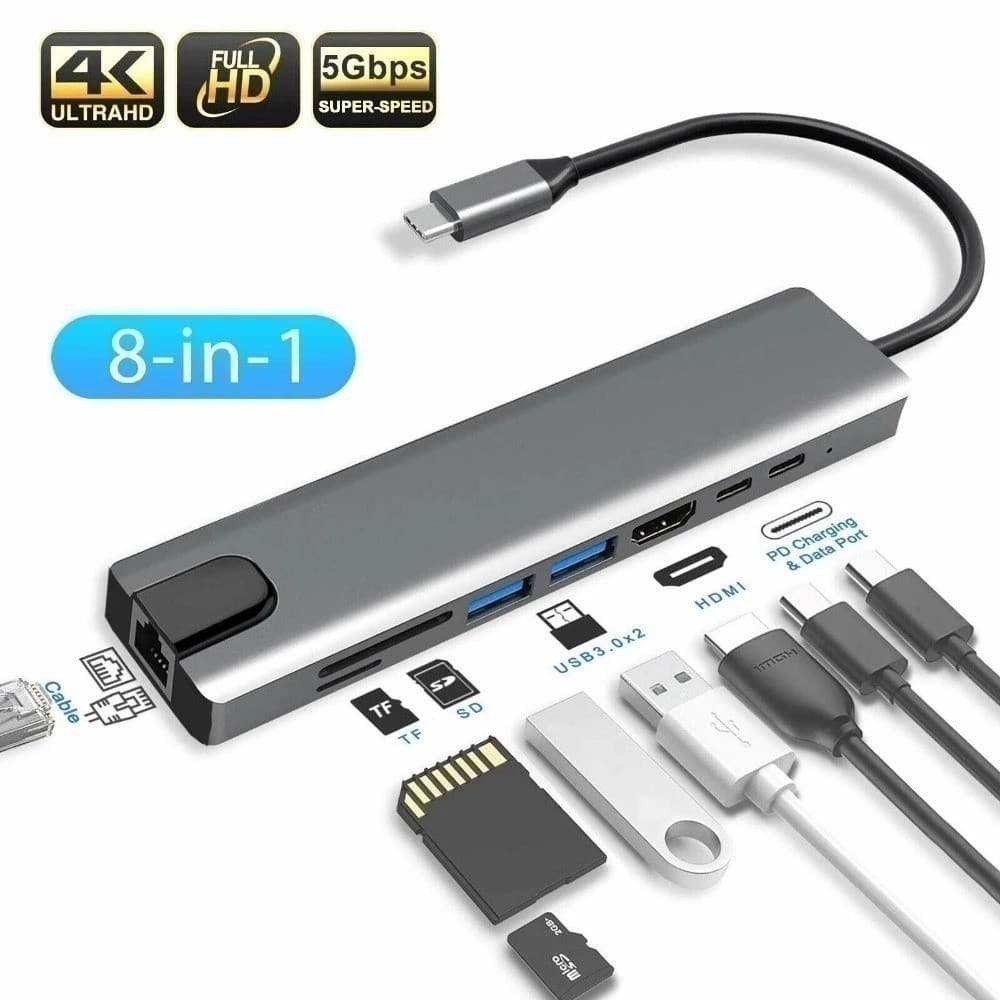 Hub USB Tipo C 3/4/5/6/7/8/11 em 1 Slot para cartão Leitor de cartão de dados USB-C