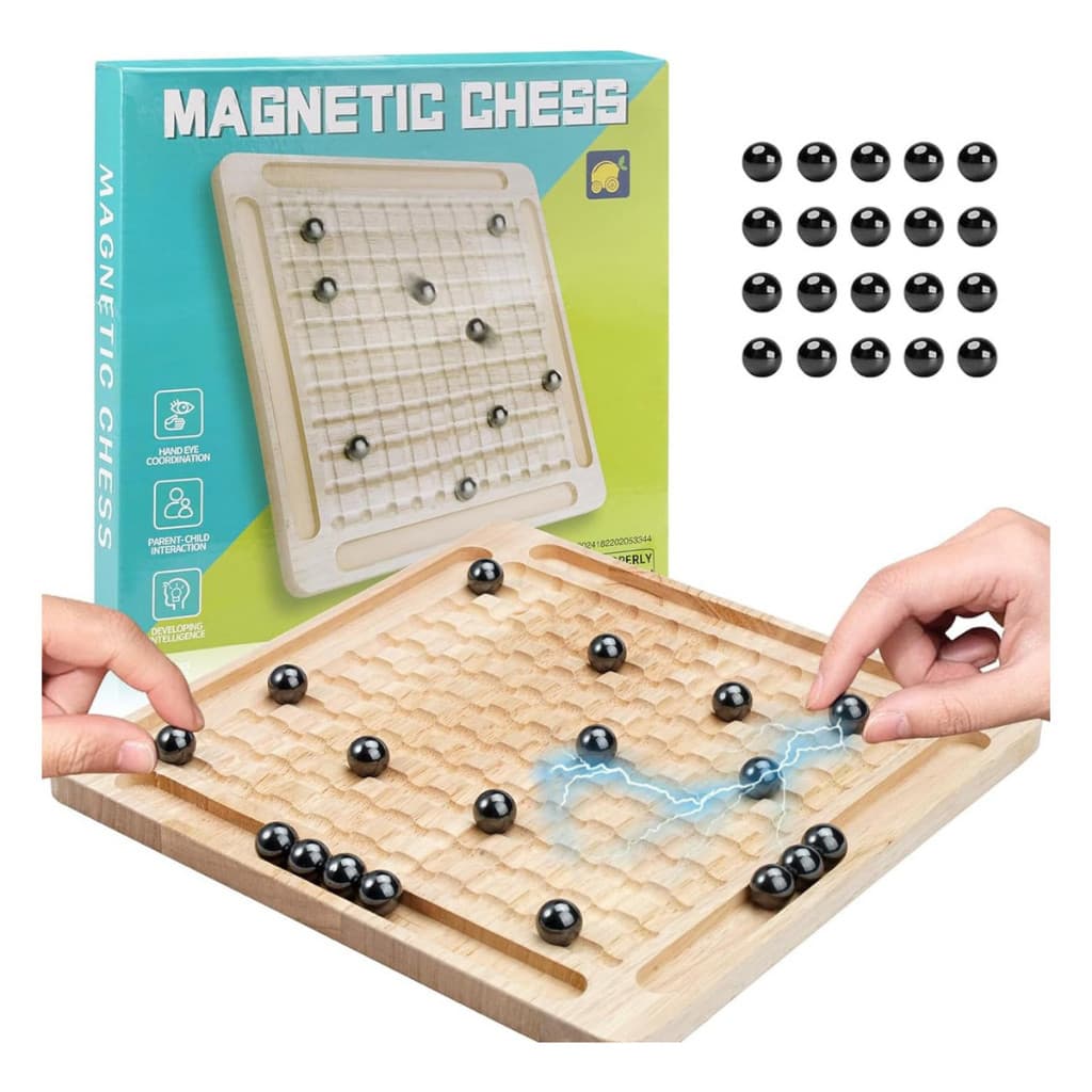 Jogo de Xadrez Magnético com 20 Esferas – Educativo e Divertido Jogo Raciocínio Logico