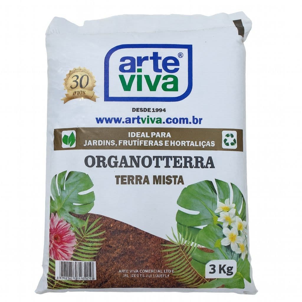 Terra vegetal Adubada 3kg Terra Mista ideal para Jardins Frutíferas Hortaliças.