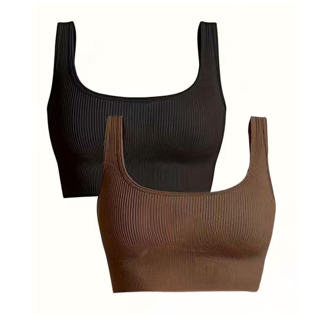 Kit 2 Top Sutiã Sensual com Fecho Feminino Canelado Modelador Sem Costura