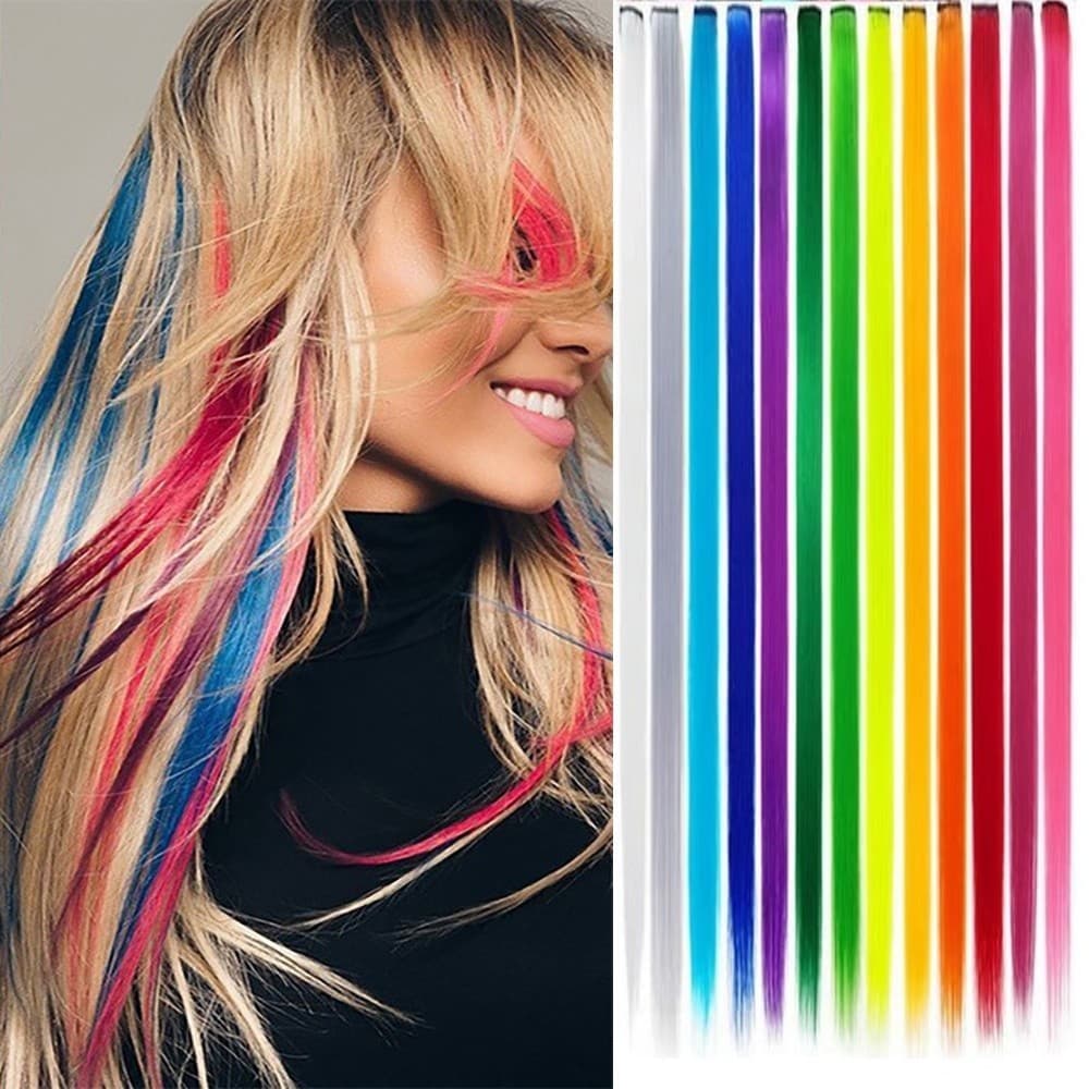50 CM Trava De Cabelo Sintético Coloridas  Perucas Mecha Corda aplique de cabelo