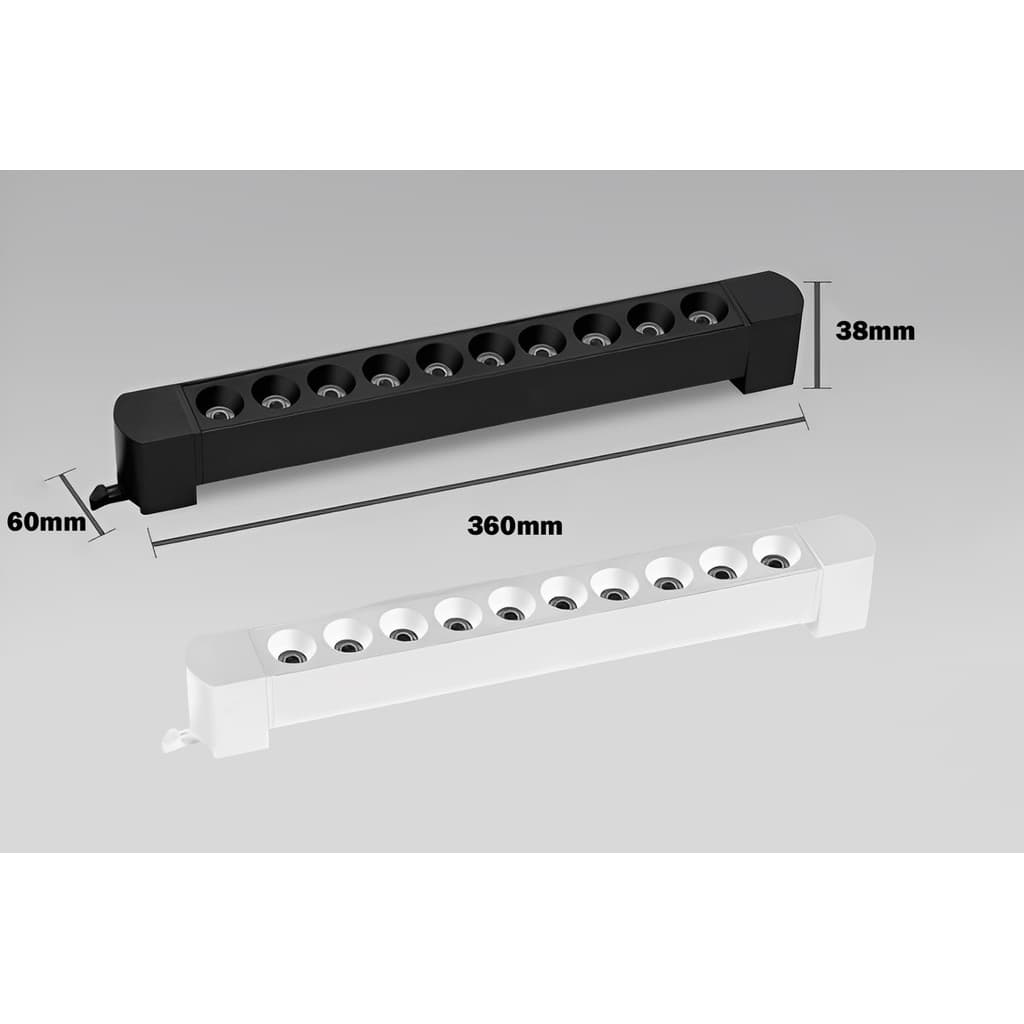 Luminária de Sobrepor Slim para Trilho 10 Fachos LED 20W - Preto/Branco