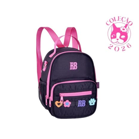 Lancheira Térmica 2 em 1 Rebecca Bonbon Flower Power- Clio Style Cor:Preto