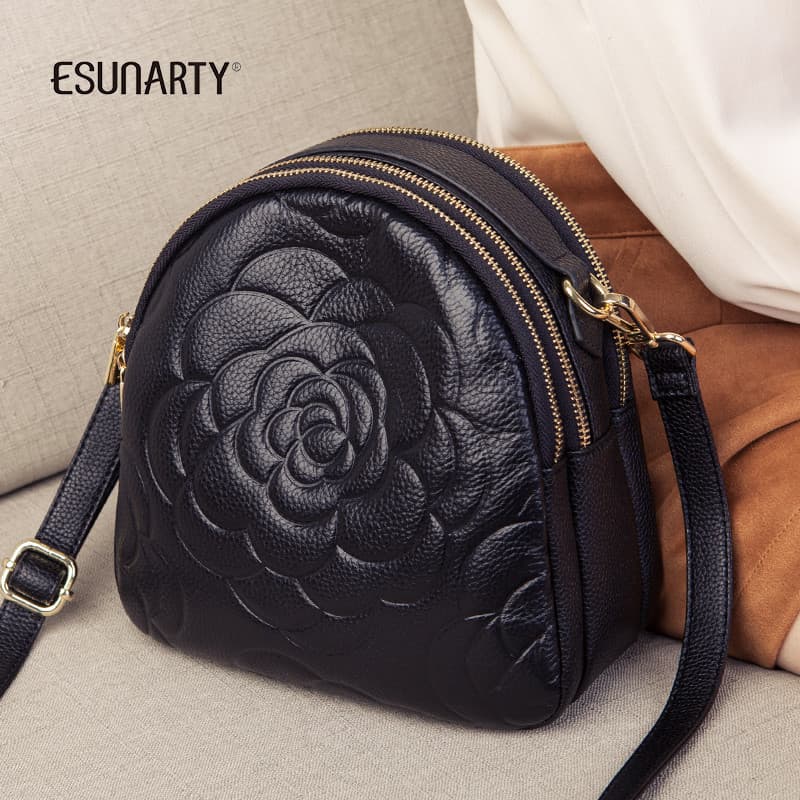 Crossbody pequeno saco feminino 2026 novo estilo na moda couro genuíno Multi-compartimento saco de concha senhoras couro