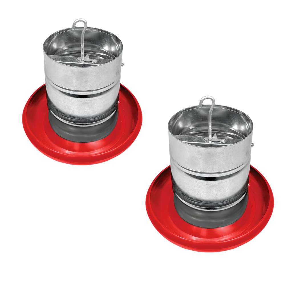 Kit 2 Comedouro Tubular 5kg p/ Frango Aves Galinha Faisão Prato Anti Desperdicio