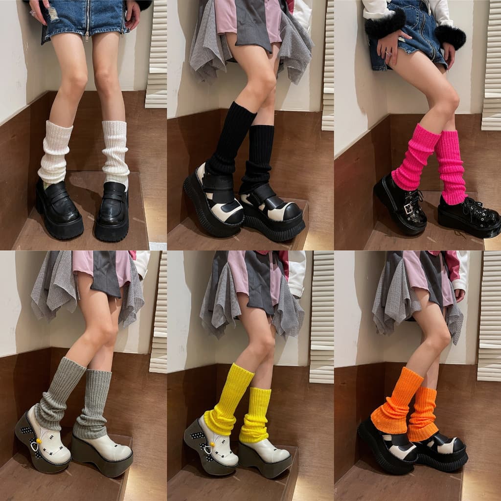Leggings femininas de malha de 40 cm doce JK Lolita estilo gótico listrado cor Y2K meias térmicas para tornozelo * &&&&