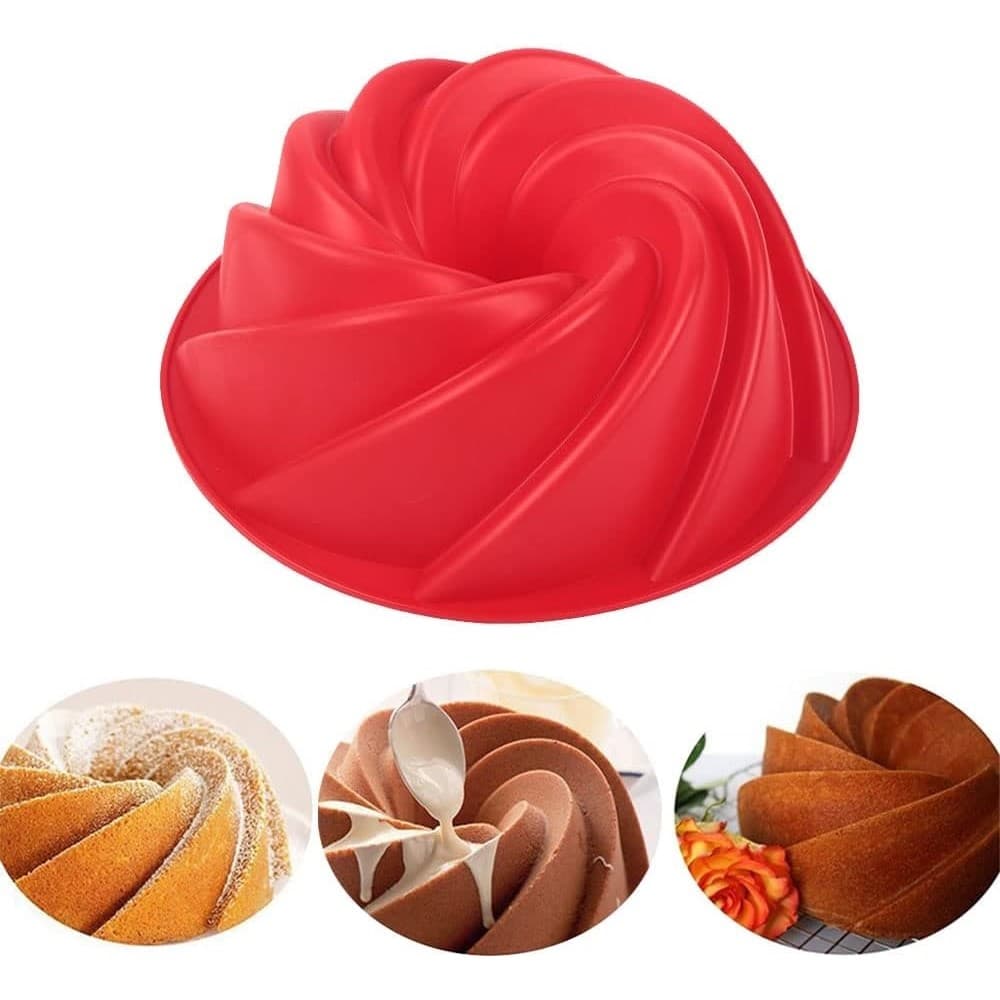 Forma de Silicone Redonda Espiral Para Pudim Bolo Torta P/ Air Fryer 25cm