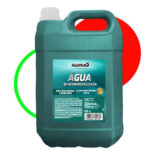 Agua Desmineralizada Radnaq 5 Litros Radiador, Bateria e Sistema de Arrefecimento Automotivo Oficina