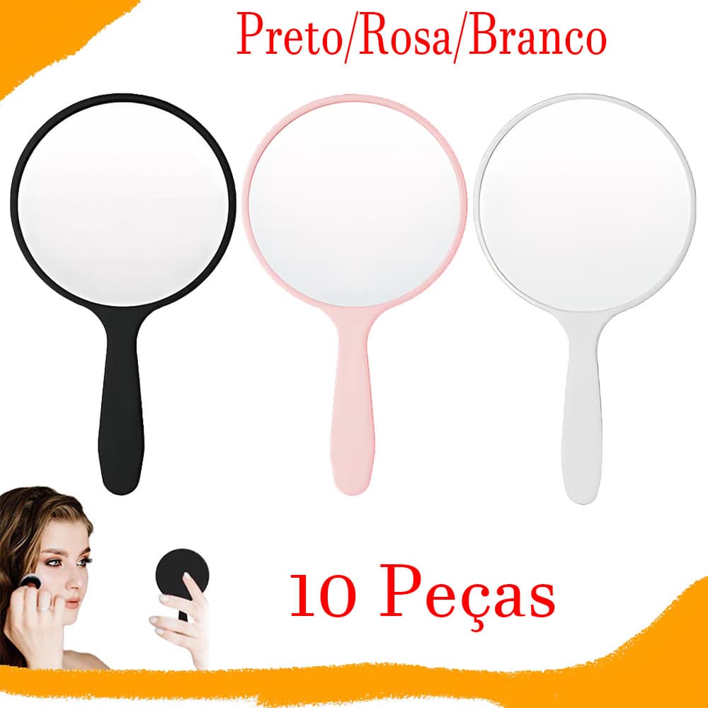 10 Pçs Espelho Portátil De Mão Para Maquiagem para Maquiagem Skincare E Cílios, Espelho portátil com alça,Espelho de Mao