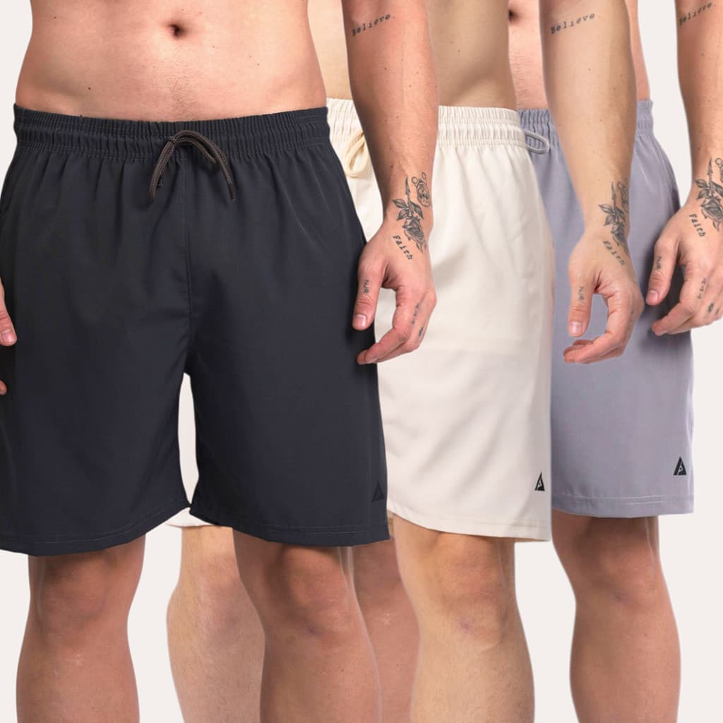 Kit 3 Bermudas Masculinas Dry Fit Academia Corrida Praia Conforto P ao GG 7D7 Sportwear