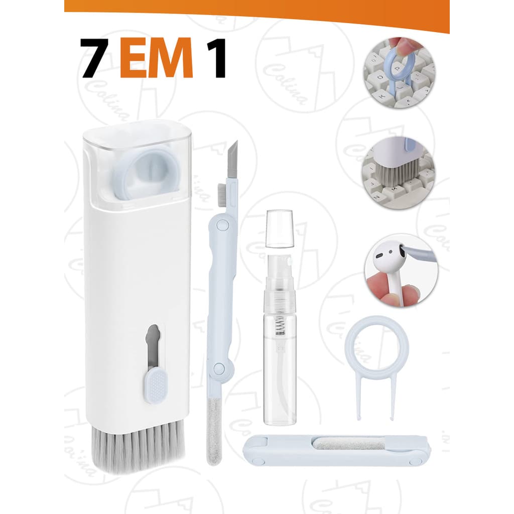 Kit 7 em 1 Limpeza De Periféricos Removedor Sujeira Teclado Celulares Fones de Ouvido