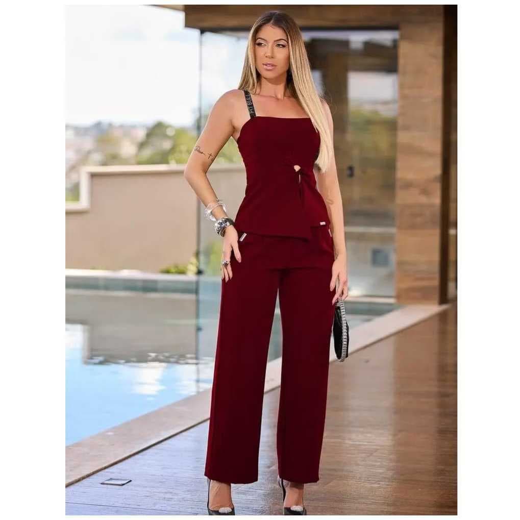 CONJUNTO FEMININO CALÇA MODERNA E BLUSA ACINTURADA EMPÓRIO PIT BULL Ref: 88568