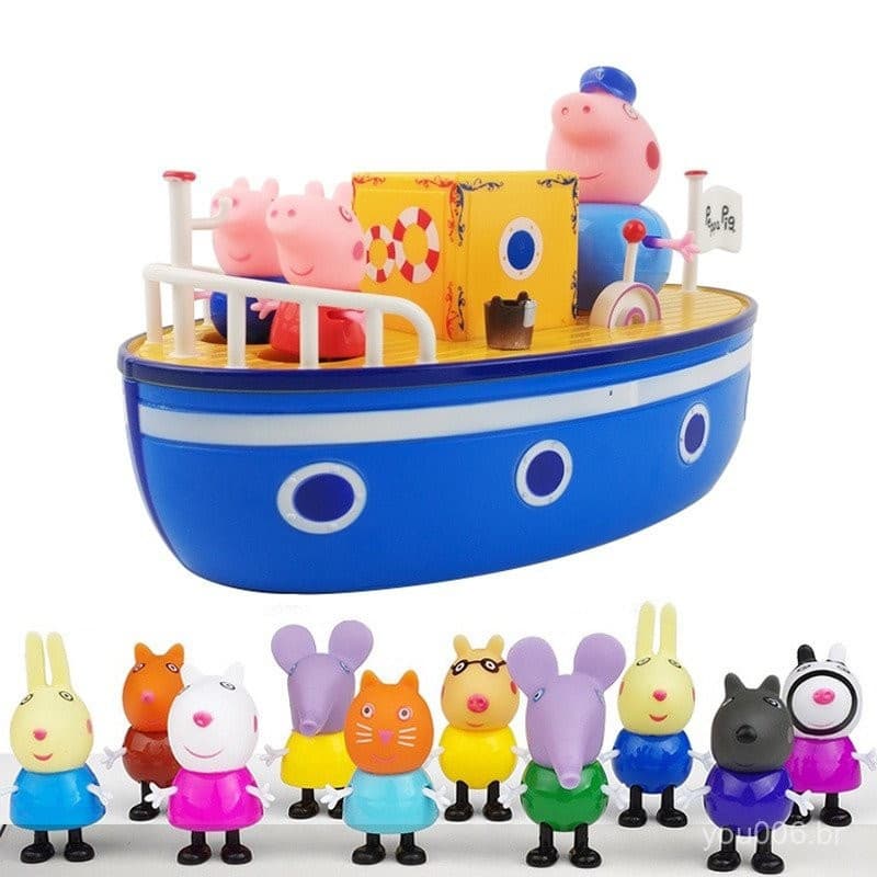 Em estoque, frete grátis, Barco do Vovô Pig, Brinquedos RPG da Peppa Pig para Crianças, Presentes de Aniversário para Mi