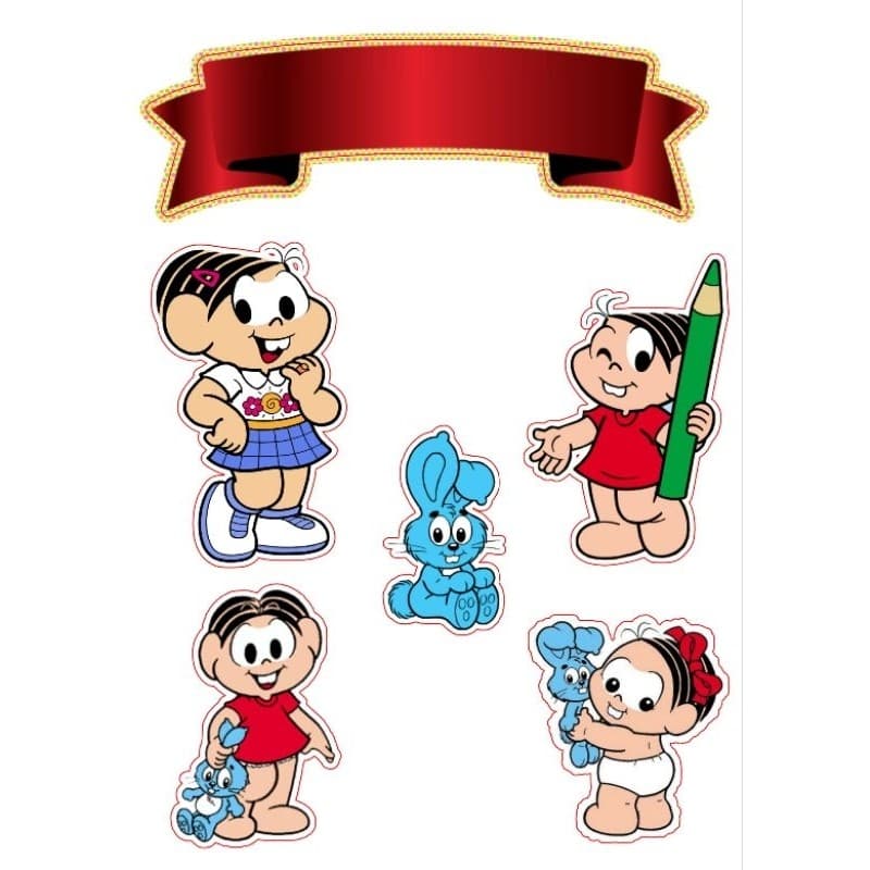 Topo Topper de Bolo Monica Turma da Monica Personalizado Nome Idade - Mod1