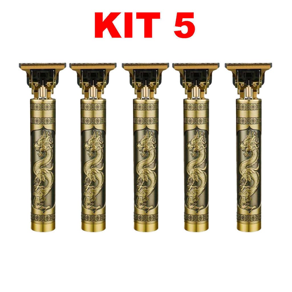 Trimmer Máquina de Acabamento Dragão Dourado sem fio profissional para cabelo e barba masculina Kit 5 fang