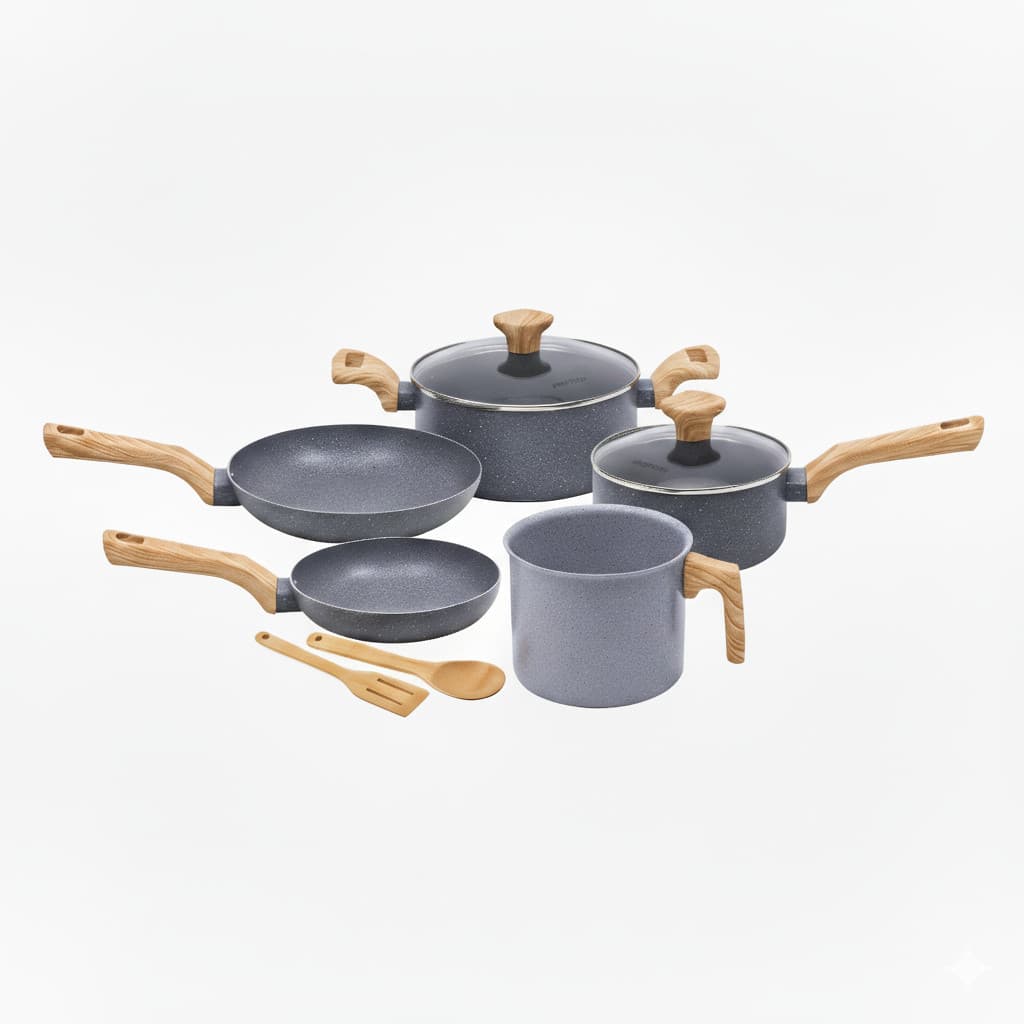 Jogo de Panelas de Indução 7 Peças Fundo Triplo e Revestimento Ceramico Mimo Style