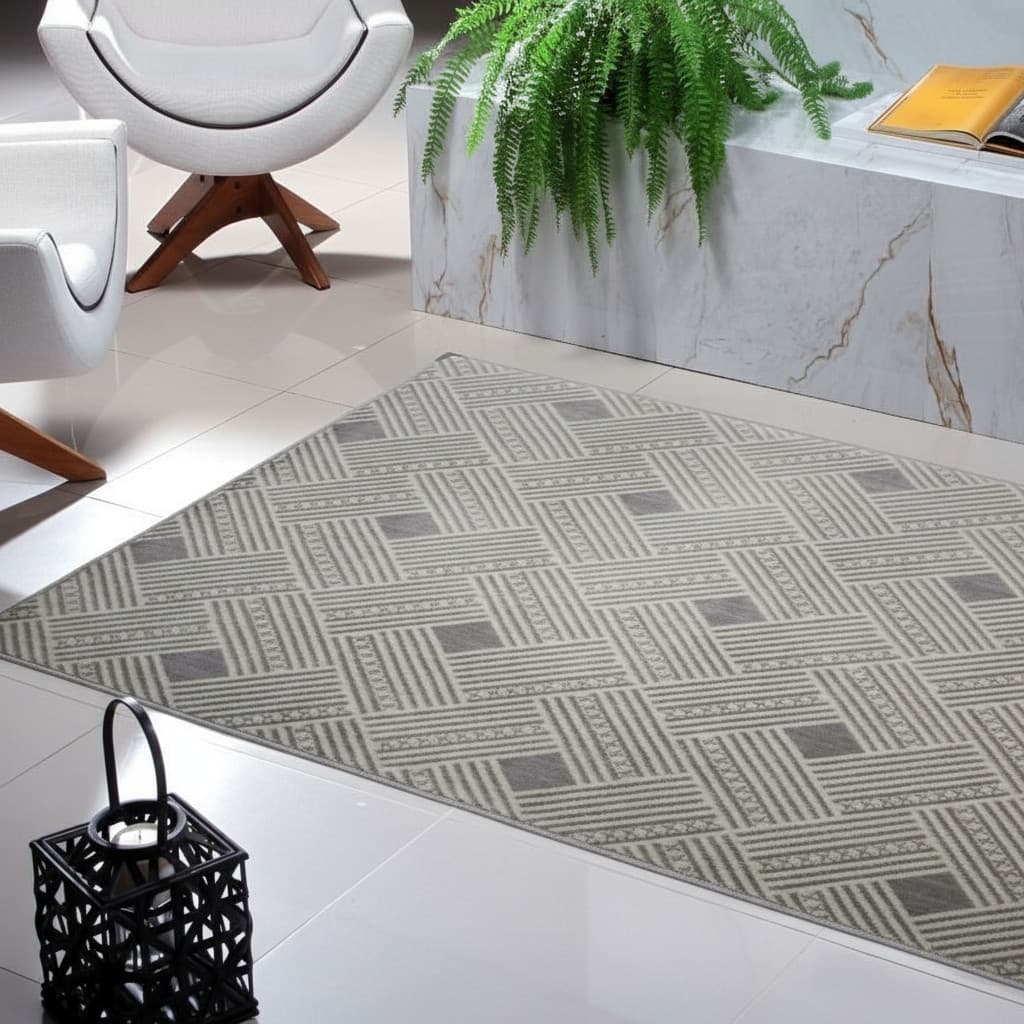 Tapete Felpudo 150x200 Mescla Andino Cinza Clean Para Sala 2 M A121 1.5 M Cinza