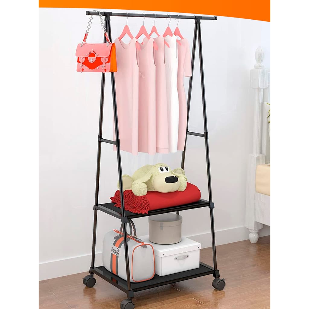 Arara Closet Móvel Sapateira Com Rodinhas Cabideiro E Prateleiras Suporta 13KG