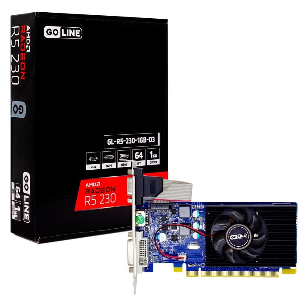 PLACA DE VIDEO AMD RADEON R5 230 1GB GDDR3 GO LINE