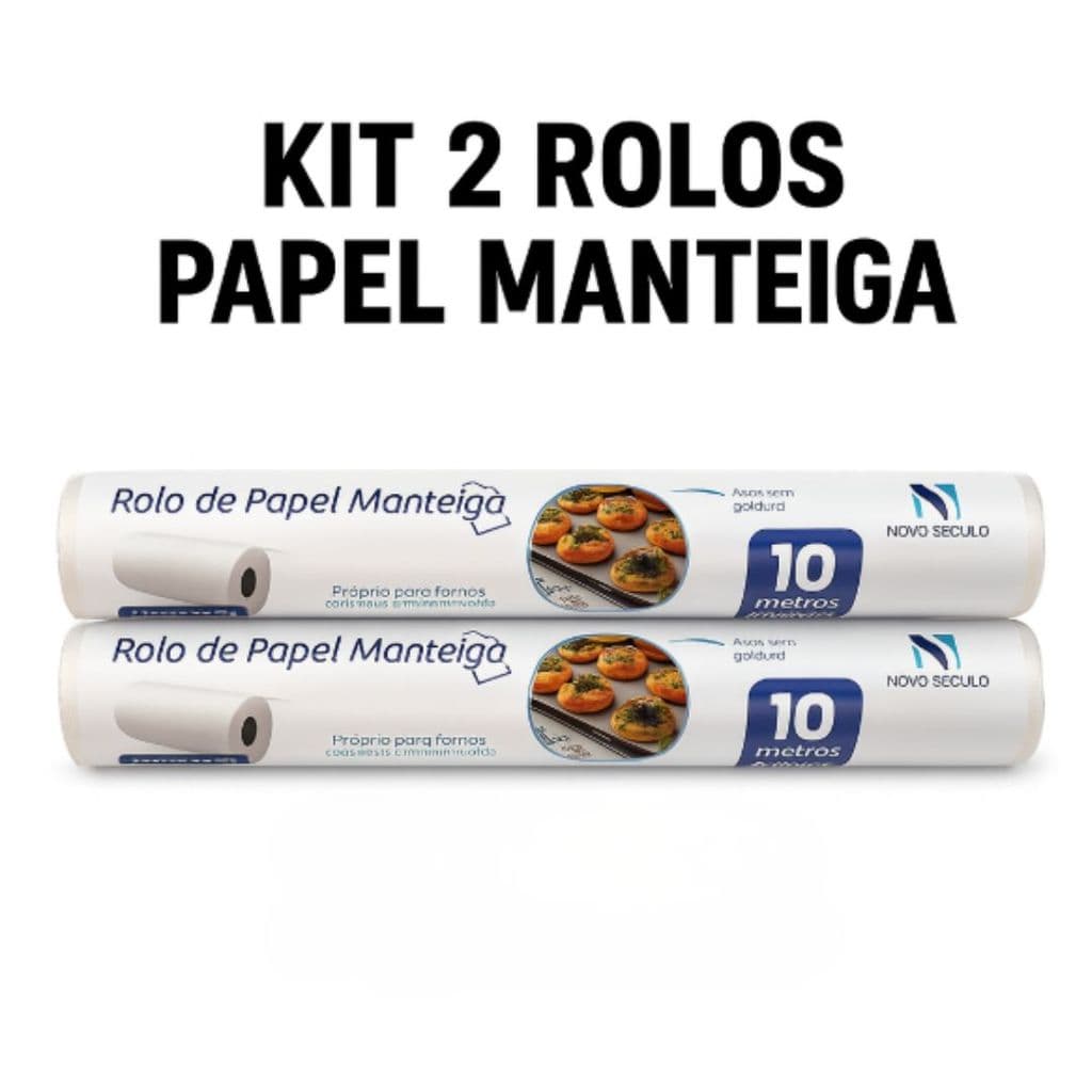 Kit 2 Rolos Papel Manteiga Antiaderente Rolo 10M x 30cm Forno