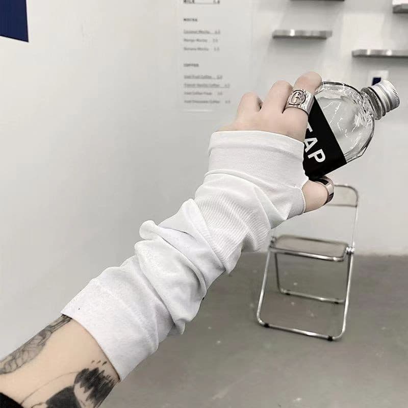 Luvas De Anime Finas Para O Exterior Cosplay Darkly Ninja Mitten Oversleeve Homem Mulher Moda Protetor Solar Cuff Lolita