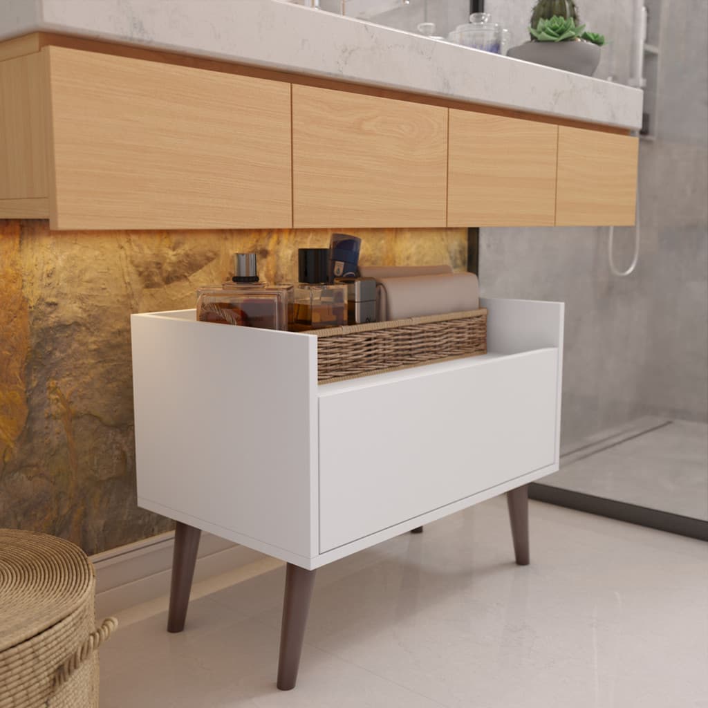Gabinete Armário de apoio para Banheiro Grécia com Porta e Nicho - Branco