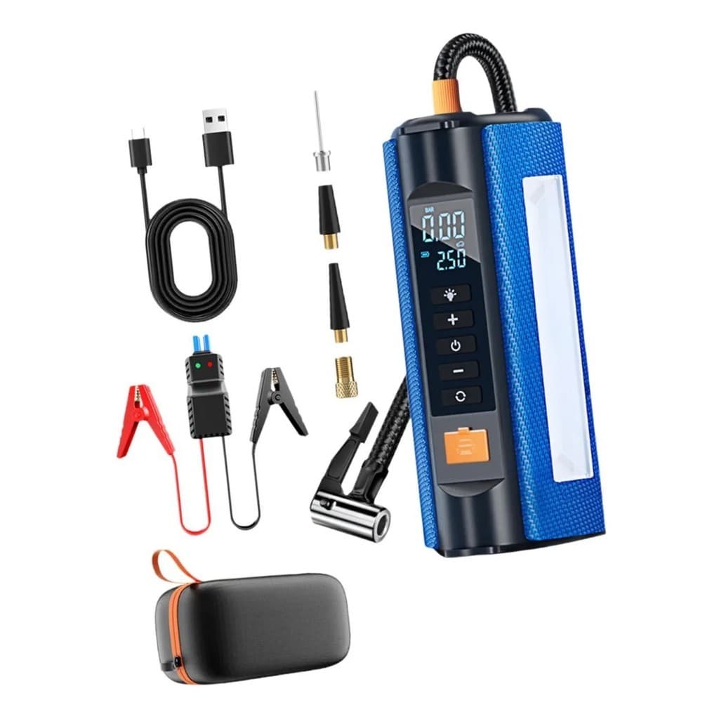 Auxiliar Partida de Carros Motos Compressor de ar USB Luz segurança portátil
