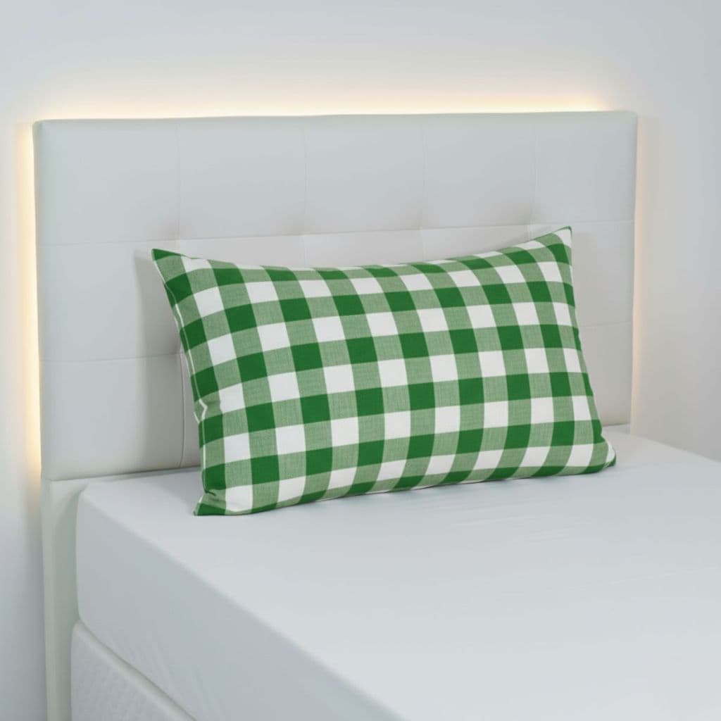 Fronha Avulsa Dupla Face Xadrez Quadriculado Verde/Branco 65 cm x 45 cm