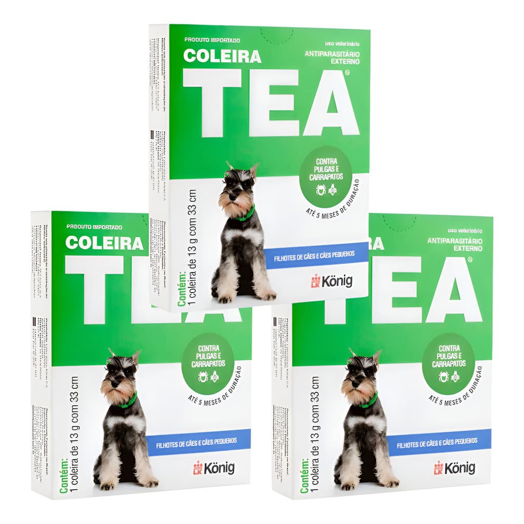 3x Coleira Antipulgas Tea Cães Pequenos 5 Meses De Proteção