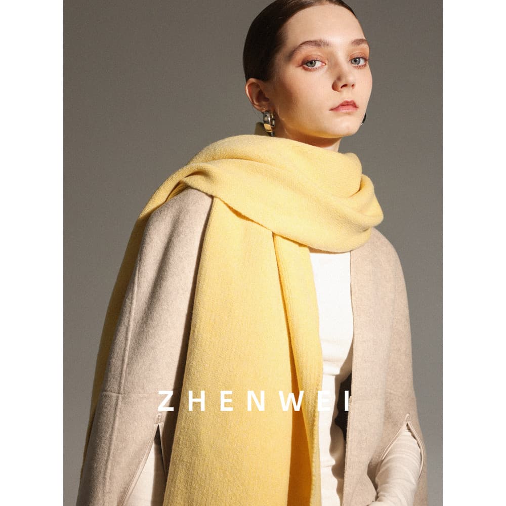 Lenço longo Extra largo xale feminino inverno dupla utilização 2025 Popular creme amarelo malha lã cachecol grosso mascu