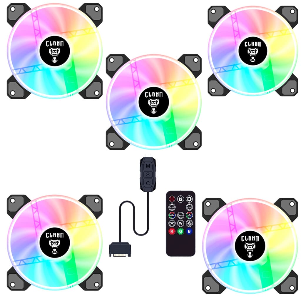 Kit 5 COOLER FAN Gamer Vex Led ARGB + Controladora CLANM