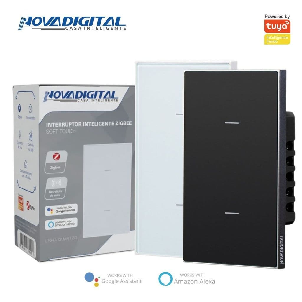 Interruptor Inteligente 2 Botões Soft Touch Quartzo Zigbee Nova Digital 4x2