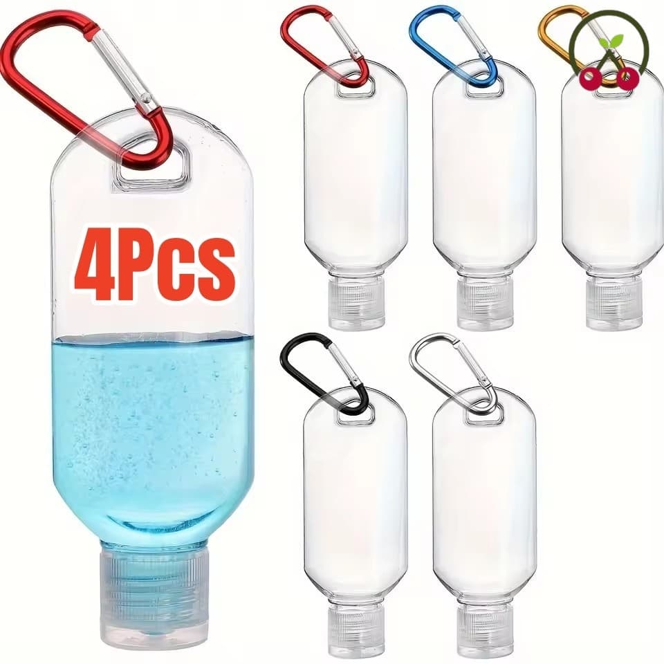 Garrafas Recarregáveis Portáteis De 50/30ml Com Gancho-Chaveiro De Recipiente De Cosméticos De Álcool Desinfetante-Mini