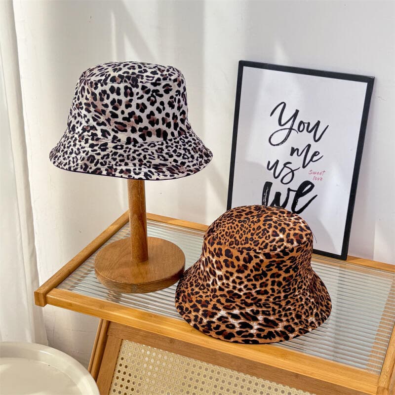 Chapéu Bucket Primavera 2025 para Mulheres e Homens, Estampa de Leopardo, Chapéu Panamá Dobrável Unissex, Chapéu de Sol